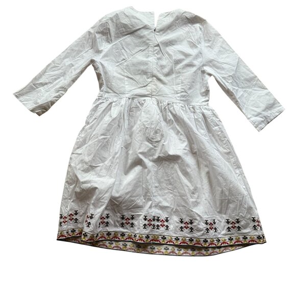 Embroidered Floral 3/4 Sleeves Tunic Dress Women's Ethnic Lightweight Boho White - Picture 2 of 10